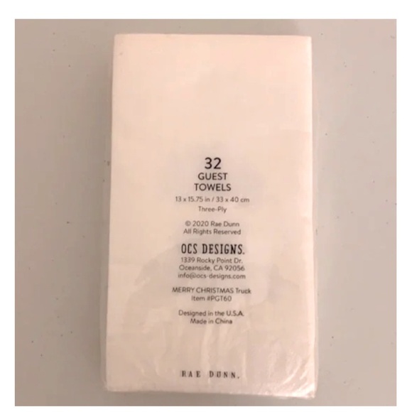 NEW Rae Dunn Guest Towels Napkins Red Truck Merry Christmas - Picture 2 of 2